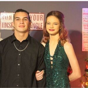 Green Sequin Halter Top Dress